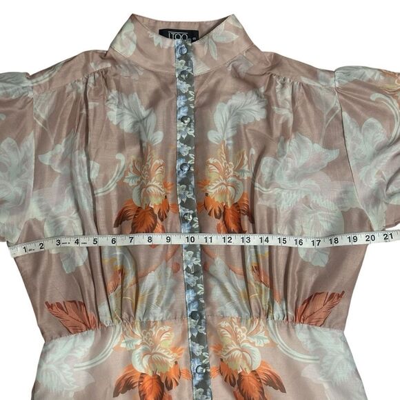 I TOO Italy Elegant Floral Long Sleeve Button Down Dress Size Small - Picture 10 of 16